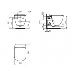 Wall-mounted toilet & toilet seat soft closing, style: Sandwich Aquablade hidden fixation Slim 53,5x36,5 surface: Glossy, color: White Wall-mounted