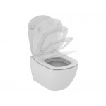 Wall-mounted toilet & toilet seat soft closing, style: Sandwich Aquablade hidden fixation Slim 53,5x36,5 surface: Glossy, color: White Wall-mounted
