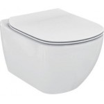 Wall-mounted toilet & toilet seat soft closing, style: Sandwich Aquablade hidden fixation Slim 53,5x36,5 surface: Glossy, color: White Wall-mounted