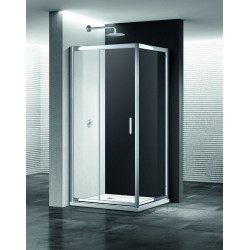 Καμπίνα ντουζιέρας ορθογώνια 98x76,5x195 6mm συρόμενη πλήρης S00&F80, διάφανο κρύσταλλο επιφάνεια: Γυαλιστερή, χρώμα: Χρωμέ Ορθογώνιες