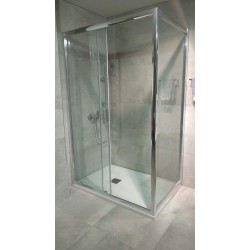 Shower enclosure Rectangle 118x76,5x185 6mm sliding S20&F80 (118,5-124/76,5-81,5) polished aluminium frames, transparent crystal glass surface: Glossy, color: Chrome
