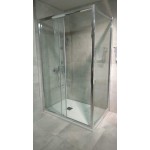 Shower enclosure Rectangle 118x76,5x185 6mm sliding S20&F80 (118,5-124/76,5-81,5) polished aluminium frames, transparent crystal glass surface: Glossy, color: Chrome