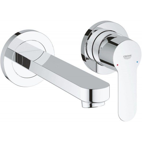 Wash basin tap Wall-mounted concealed - complete set 2 holes material: Brass Without waste 17,1cm, color: Chrome surface: Glossy Wall-mounted - external part