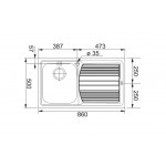 Sink Stainless (Steel) 86x50 material: Inox surface: Matt left nested 1 bowl, color: Chrome Stainless steel