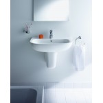 Washbasin Wall-mounted 55x43x15 semi pedestal / full pedestal With 1 bowl With hole in the middle material: Porcelain, color: White surface: Glossy Wall-mounted Washbasin Wall-mounted 55x43x15 semi pedestal / full pedestal With 1 bowl With hole in the middle material: Porcelain, color: White surface: Glossy Wall-mounted
