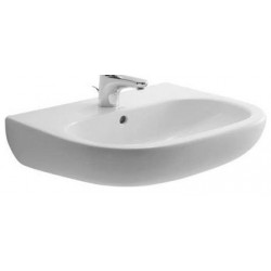 Washbasin Wall-mounted 55x43x15 semi pedestal / full pedestal  With 1 bowl With hole in the middle material: Porcelain, color: White surface: Glossy Wall-mounted