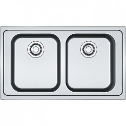 Νεροχύτης ανοξείδωτος 86x50x20,7 από inox επιφάνεια: Λεία ματ χωρίς πάγκο ένθετος 2 γούρνες Stainless Steel Brushed, χρώμα: Χρωμέ Ανοξείδωτοι