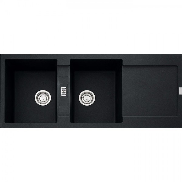 Sink Granite 116x50 left / right nested 2 cabinet Onyx, color: Black Granite