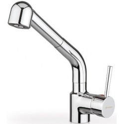 Kitchen tap Deck-mounted material: Brass With Pull-Out Spray 1 jet Classic, color: Chrome surface: Glossy
