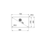 Sink Stainless (Steel) 68,5x41 material: Inox surface: Satin free Slim top / Flushmount / Undermount 1 bowl, color: Chrome Stainless steel Sink Stainless (Steel) 68,5x41 material: Inox surface: Satin free Slim top / Flushmount / Undermount 1 bowl, color: Chrome Stainless steel