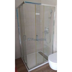 Καμπίνα ντουζιέρας ορθογώνια 100x80x180 5mm συρόμενη επιφάνεια: Γυαλιστερή, χρώμα: Χρωμέ Ορθογώνιες