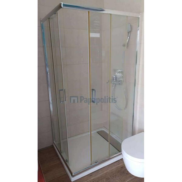 Shower enclosure Rectangle 100x80x180 5mm sliding surface: Glossy, color: Chrome Rectangular