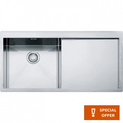 Νεροχύτης ανοξείδωτος 100x51,2 από inox επιφάνεια: Λεία ματ με πάγκο δεξιά ένθετος με λεπτό προφίλ (Slim top) / ένθετος με συνεπίπεδο προφίλ (Flushmount) 1 γούρνα, χρώμα: Χρωμέ Ανοξείδωτοι