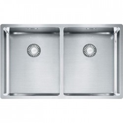 Νεροχύτης ανοξείδωτος 70x41 από inox επιφάνεια: Σατινέ χωρίς πάγκο ένθετος με λεπτό προφίλ (Slim top) / ένθετος με συνεπίπεδο προφίλ (Flushmount) / υποκαθήμενος, 2 γούρνες (74x45cm), χρώμα: Χρωμέ Ανοξείδωτοι
