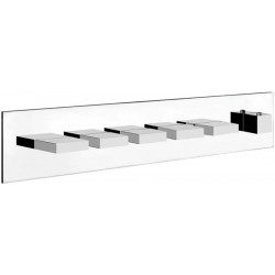 Shower tap Wall-mounted external part 5 way material: Brass thermostatic With plate with separate exits without hand shower, hose and holder, color: Chrome surface: Glossy Wall-mounted - external part