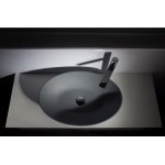 Νιπτήρας ελευθέρας τοποθέτησης 60x40x14,5 από solid surface χωρίς οπή  χωρίς υπερχείλιση OV/G Dark Grey, χρώμα: Γκρι επιφάνεια: Ματ Ελευθέρας τοποθέτησης