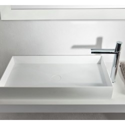Νιπτήρας ελευθέρας τοποθέτησης 75x37,5x11 από solid surface χωρίς οπή  χωρίς υπερχείλιση, χρώμα: Λευκό επιφάνεια: Ματ
