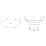 Μπανιέρα ελευθέρας τοποθέτησης 180x88x55 από solid surface επιφάνεια: Ματ, χρώμα: Λευκό χωρίς λαβές Ελευθέρας τοποθέτησης