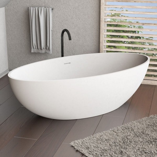 Μπανιέρα ελευθέρας τοποθέτησης 180x88x55 από solid surface επιφάνεια: Ματ, χρώμα: Λευκό χωρίς λαβές Ελευθέρας τοποθέτησης