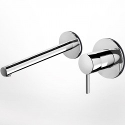 Wash basin tap Wall-mounted concealed - complete set 2 holes material: Brass Without waste 20,5cm, color: Chrome surface: Glossy