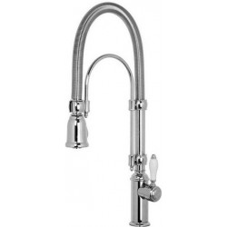 Kitchen tap Deck-mounted material: Brass with shower 2 sprays, color: Chrome surface: Glossy