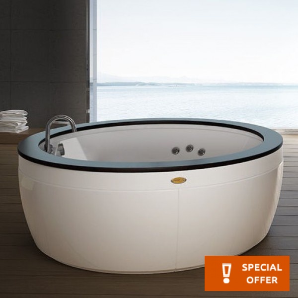Mini pool 180x66 4 side jets, 6 back jets, Aquasystem, 3 pillows, control panel &  chromotherapy surface: Glossy, color: White Mini pools