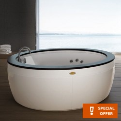 Mini πισίνα 180x66 επιφάνεια: Γυαλιστερή με 4 πλευρικά jet , 6 jet πλάτης, Aquasystem, 3 μαξιλάρια, χειριστήριο &  χρωματοθεραπεία, με κουπαστή Wenge, χρώμα: Λευκό Μίνι πισίνες