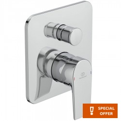 Shower tap Wall-mounted external part 2 way material: Brass mixer With plate without hand shower, hose and holder, color: Chrome surface: Glossy Wall-mounted - external part