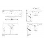 Washbasin Wall-mounted 100x47x15 Ceramic Plus, white alpin semi pedestal / full pedestal  With 1 bowl With hole in the middle material: Porcelain, color: White surface: Glossy Wall-mounted