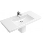 Washbasin Wall-mounted 100x47x15 Ceramic Plus, white alpin semi pedestal / full pedestal  With 1 bowl With hole in the middle material: Porcelain, color: White surface: Glossy Wall-mounted