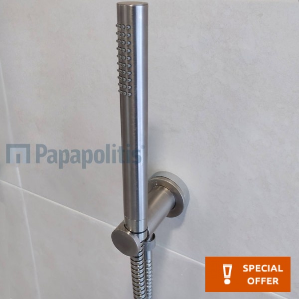 Τηλέφωνο ντους με σπιράλ & στήριγμα 1 ροής 1,50m, Brushed Nickel, χρώμα: Χρωμέ επιφάνεια: Βουρτσισμένη Τηλέφωνα Τηλέφωνο ντους με σπιράλ & στήριγμα 1 ροής 1,50m, Brushed Nickel, χρώμα: Χρωμέ επιφάνεια: Βουρτσισμένη Τηλέφωνα