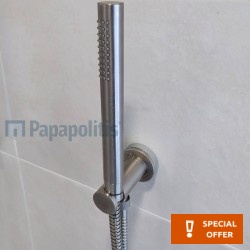 Τηλέφωνο ντους με σπιράλ & στήριγμα 1 ροής 1,50m, Brushed Nickel, χρώμα: Χρωμέ επιφάνεια: Βουρτσισμένη Τηλέφωνα