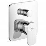 Shower tap Wall-mounted external part 2 way material: Brass thermostatic With plate without hand shower, hose and holder Temperature limiter, color: Chrome surface: Glossy Wall-mounted - external part