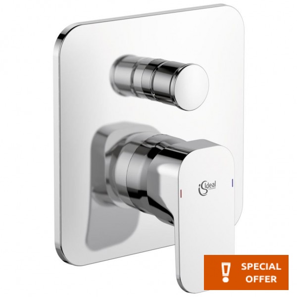 Shower tap Wall-mounted external part 2 way material: Brass thermostatic With plate without hand shower, hose and holder Temperature limiter, color: Chrome surface: Glossy Shower tap Wall-mounted external part 2 way material: Brass thermostatic With plate without hand shower, hose and holder Temperature limiter, color: Chrome surface: Glossy