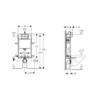 Concealed cistern for wall-mounted toilet for double wall With frame 12x108cm