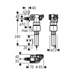 Φλοτέρ 3/8" για καζανάκι χαμηλής πίεσης από πλαστικό Μηχανισμοί εξωτερικών καζανακίων (φλοτέρ)