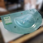 Washbasin Wall-mounted 100x61,5 no pedestal With 1 bowl With hole in the middle material: Crystal, color: Green surface: Satin Wall-mounted Washbasin Wall-mounted 100x61,5 no pedestal With 1 bowl With hole in the middle material: Crystal, color: Green surface: Satin Wall-mounted