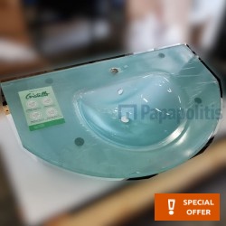 Washbasin Wall-mounted 100x61,5 no pedestal With 1 bowl With hole in the middle material: Crystal, color: Green surface: Satin Wall-mounted