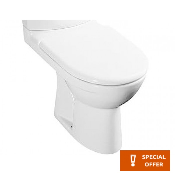 Toilet (only) Floor standing close-coupled vertical outlet with rim Simple surface: Glossy 69x36, color: White Floor standing close-coupled