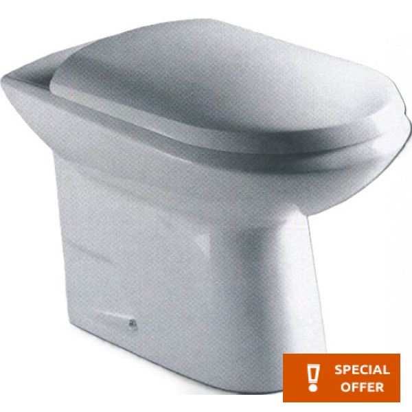 Toilet (only) Floor standing horizontal outlet p with rim Simple surface: Glossy 56,5x36, color: White Floor standing