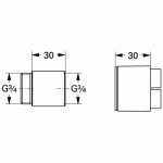 Extension 30mm 3/4" χρωμέ material: Brass Plumbing extensions Extension 30mm 3/4" χρωμέ material: Brass Plumbing extensions