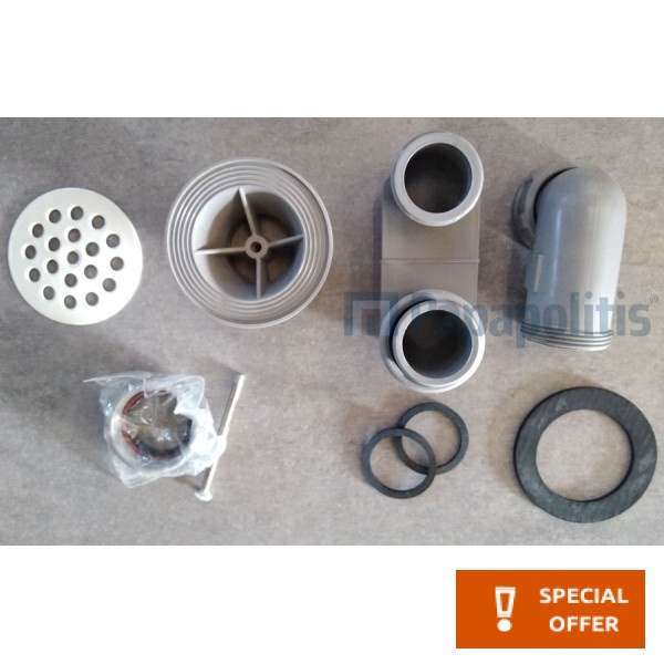 Βαλβίδα ντουζιέρας, με πλαστικό σιφώνι χωρίς υπερχείλιση από ορείχαλκο επιφάνεια: Ματ, χρώμα: Λευκό Βαλβίδες