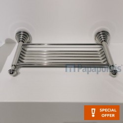 Σπογγοθήκη από inox μονή ρηχή διπλής στήριξης 30cm, χρώμα: Χρωμέ επιφάνεια: Γυαλιστερή