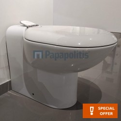 Σετ Λεκάνη επιδαπέδια ΥΠ (υψηλής πίεσης) + Κάλυμμα Wrapover εφαπτόμενη με χείλος πίσω σιφώνι P 61x38 επιφάνεια: Γυαλιστερή, χρώμα: Λευκό Επιδαπέδιες ΥΠ