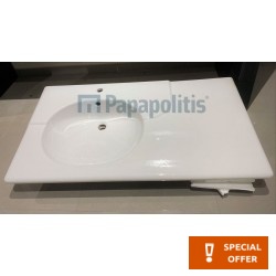 Washbasin for furniture 110x60 material: Porcelain With one hole With overflow, color: White surface: Glossy Furniture basins