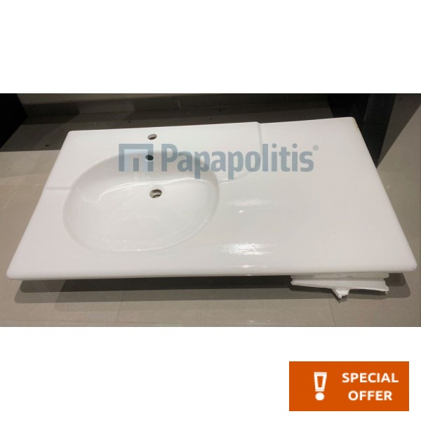 Washbasin for furniture 110x60 material: Porcelain With one hole With overflow, color: White surface: Glossy Furniture basins Washbasin for furniture 110x60 material: Porcelain With one hole With overflow, color: White surface: Glossy Furniture basins