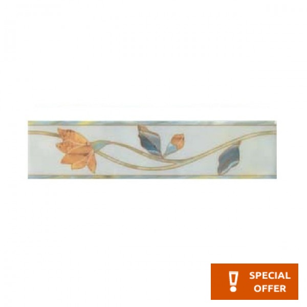 Border (listello) 8x34 Italy 1st choice rettificato surface: Glossy, hue: Blue Tile Liners (Listello)-Decore