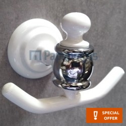 Hook Flat wall mounted material: Brass single, color: Chrome/White surface: Glossy Hooks