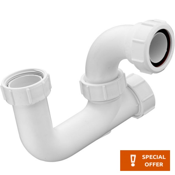 Σιφώνι νιπτήρα 1 ¼” από πλαστικό επιφάνεια: Ματ, χρώμα: Λευκό Σιφώνια