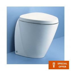 Floor standing toilet & toilet seat soft closing, style: Wrapover back to wall vertical outlet / horizontal outlet p with rim 53cm surface: Glossy, color: White Floor standing